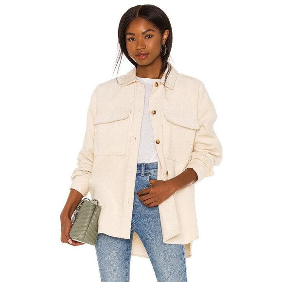 Dr. Denim Tops - DR. DENIM Women's Mona Cord Overshirt Size XS In Off White Cord